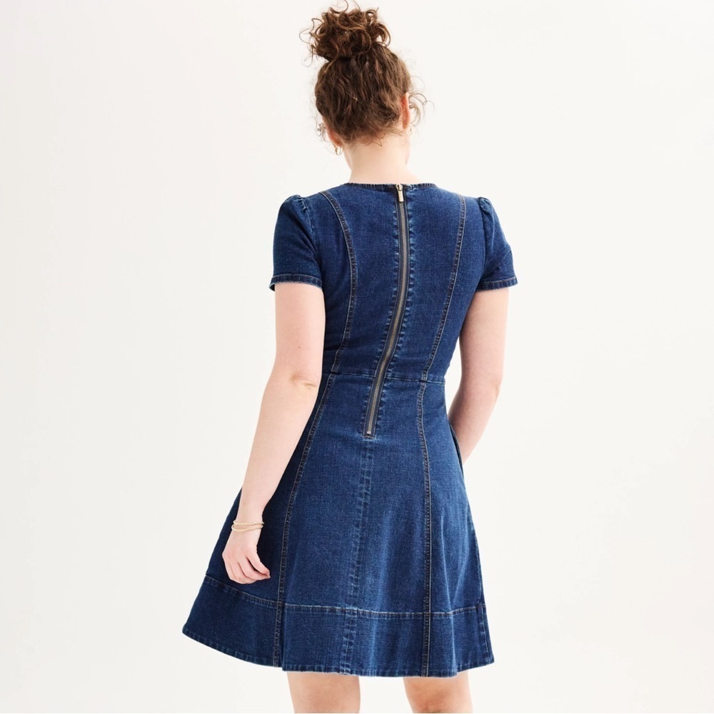 Draper James Short Sleeve Denim Circle Dress, Size 2 - Picture 2 of 9